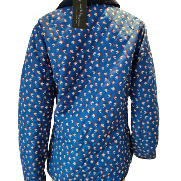 BNWT SIZE 14 WARDROBE Blue Multi ditsy bird Lightweight Padded Jacket coat - Picture 5 of 13
